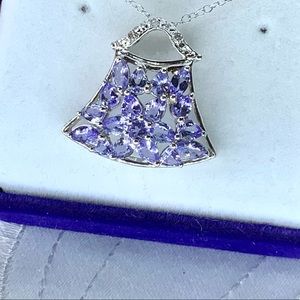 Tanzanite & Diamond Purse Pendant w/Chain